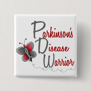 Parkinson's disease Butterfly 2 Warrior Vierkante Button 5,1 Cm