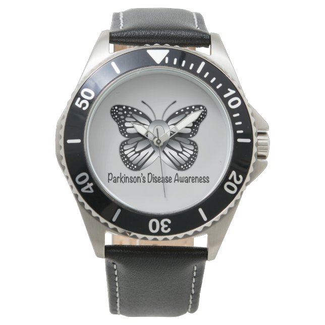 Parkinson's Disease Butterfly Awareness Ribbon Horloge (Voorkant)