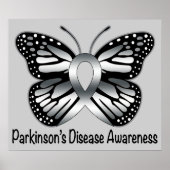Parkinson's Disease Butterfly Awareness Ribbon Poster (Voorkant)
