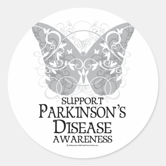Parkinson's Disease Butterfly Ronde Sticker (Voorkant)