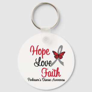 Parkinson's Disease HOPE LOVE FAITH Ribbon Sleutelhanger