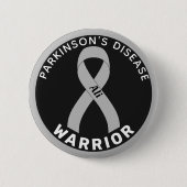 Parkinson's Disease Warrior Ribbon Black Button (Voorkant)