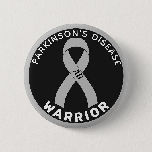 Parkinson's Disease Warrior Ribbon Black Button (Voorkant)