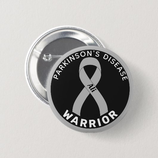 Parkinson's Disease Warrior Ribbon Black Button (Voorkant /achterkant)