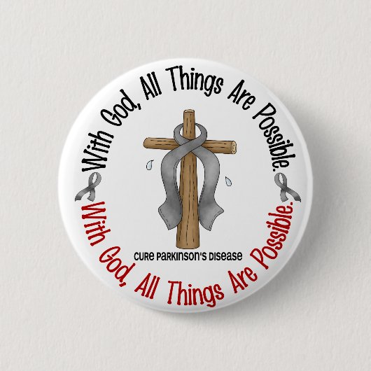 Parkinsons met GOD CROSS Ronde Button 5,7 Cm (Voorkant)