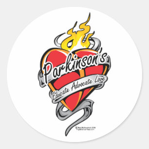 Parkinson's Tattoo Heart Ronde Sticker