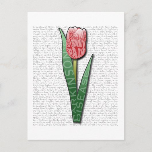 Parkinsons Worded Tulip, Affected & Strength Quote Briefkaart (Voorkant)
