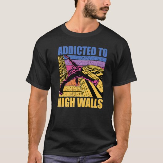 Parkour additcted to high walls funny saying Premi T-shirt (Voorkant)