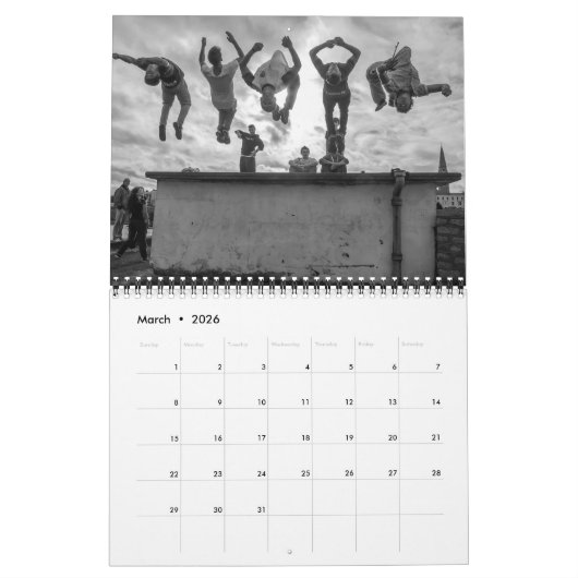 Parkour Calendar B&W Kalender (Mar 2026)