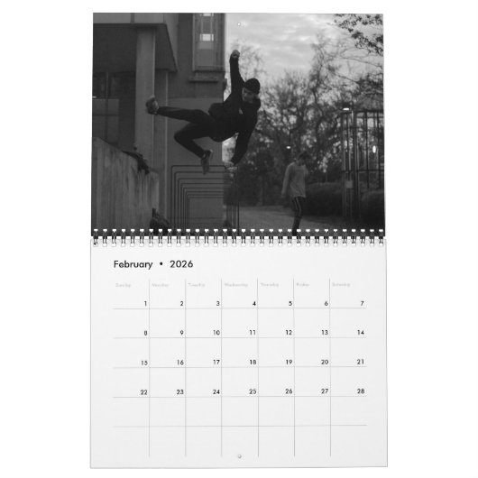 Parkour Calendar B&W Kalender (Feb 2026)