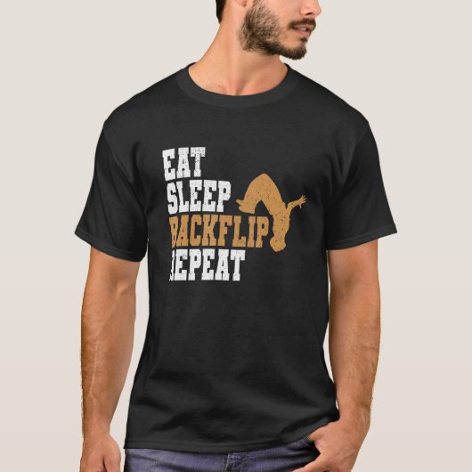 Parkour Eat Sleep Backflip Herhaal Cool T-shirt (Voorkant)