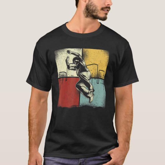 Parkour Free Running Traceur Retro T-shirt (Voorkant)