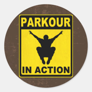 Parkour in Action Signboard Ronde Sticker