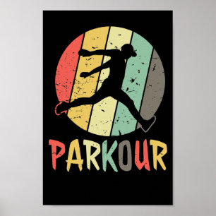Parkour Logo in Retro Farben Poster