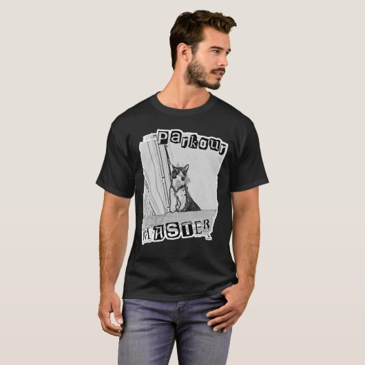  Parkour Master Funny Punk Kitty Design T-shirt (Voorkant volledig)