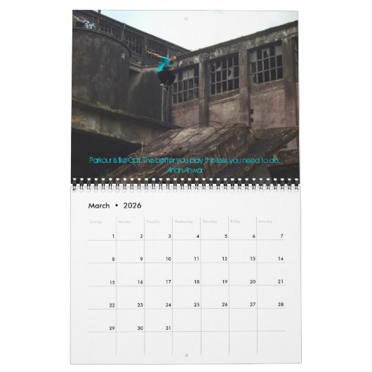 Parkour Quotes Calendar Kalender (Mar 2026)