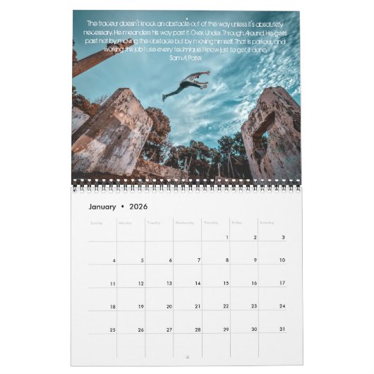 Parkour Quotes Calendar Kalender (Jan 2026)