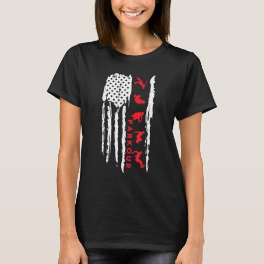 Parkour silhouette US flag graphic Parkour T-shirt (Voorkant)