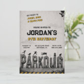 Parkour Trampoline Verjaardagsfeest Uitnodiging (Staand voorkant)
