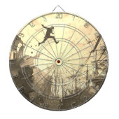Parkour Urban Free Runing Free Styling Art Sepia Dartbord (Voorkant)