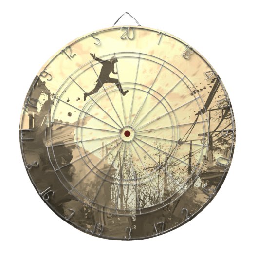 Parkour Urban Free Runing Free Styling Art Sepia Dartbord (Voorkant)