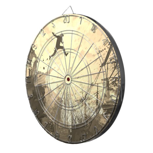 Parkour Urban Free Runing Free Styling Art Sepia Dartbord (Voorkant Rechts)