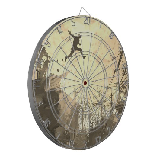 Parkour Urban Free Runing Free Styling Art Sepia Dartbord (Voorkant Links)