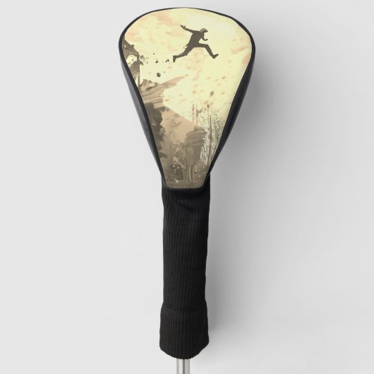 Parkour Urban Free Runing Free Styling Art Sepia Golfheadcover (Voorkant)