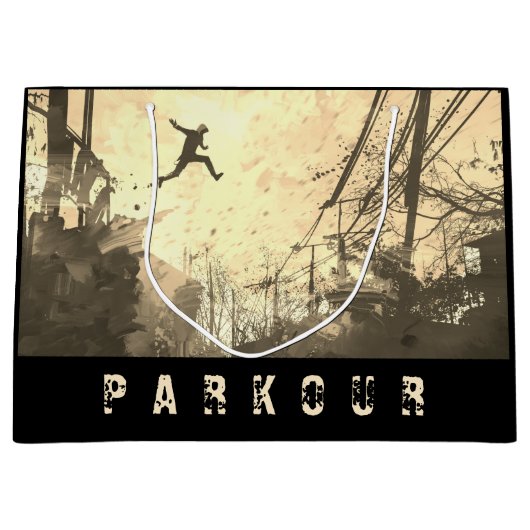 Parkour Urban Free Runing Free Styling Art Sepia Groot Cadeauzakje (Voorkant)
