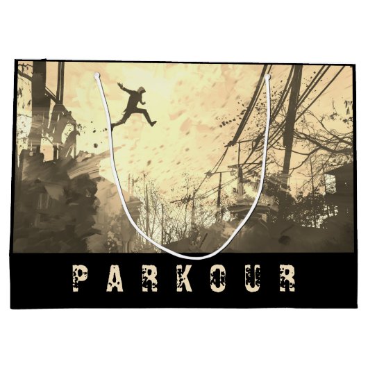 Parkour Urban Free Runing Free Styling Art Sepia Groot Cadeauzakje (Achterkant)