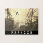 Parkour Urban Free Runing Free Styling Art Sepia Legpuzzel<br><div class="desc">Een moderne kunstenaar heeft de indruk dat parkour wordt geoefend in een stadsachterstraat in sepia tones.</div>