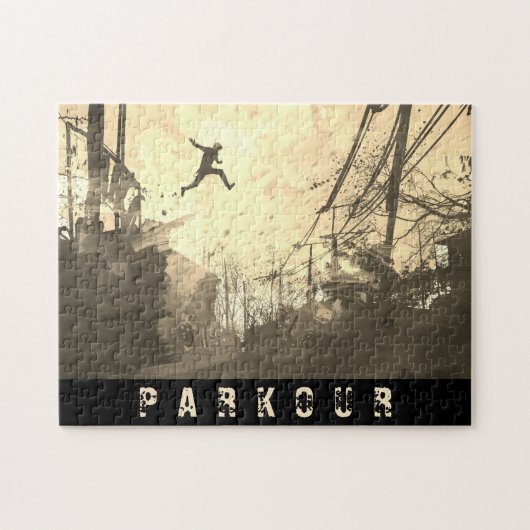 Parkour Urban Free Runing Free Styling Art Sepia Legpuzzel (Horizontaal)