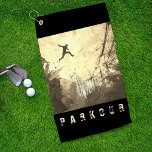 Parkour Urban Free Runing Freestyling Art Sepia Golfhanddoek<br><div class="desc">Een moderne kunstenaar heeft de indruk dat parkour wordt geoefend in een stadsachterstraat in sepia tones.</div>
