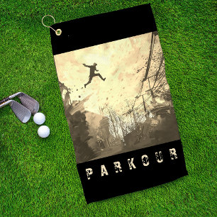 Parkour Urban Free Runing Freestyling Art Sepia Golfhanddoek