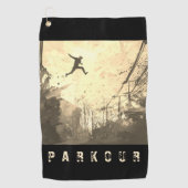 Parkour Urban Free Runing Freestyling Art Sepia Golfhanddoek (Voorkant)