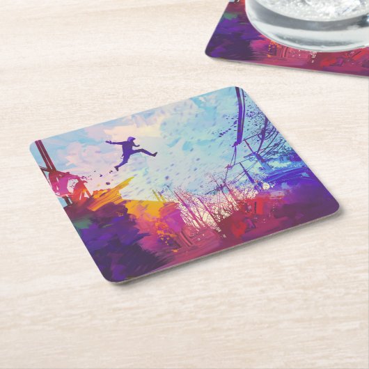 Parkour Urban Free Runing Freestyling Modern Art Kartonnen Onderzetters (Schuin)