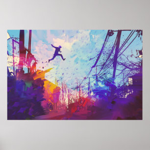Parkour Urban Free Runing Freestyling Modern Art Poster