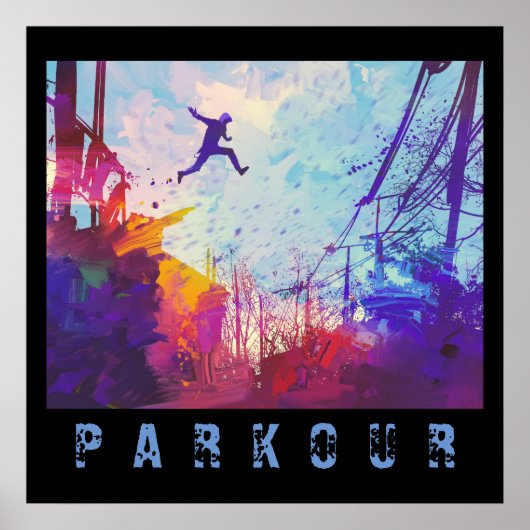 Parkour Urban Free Runing Freestyling Modern Art Poster (Voorkant)