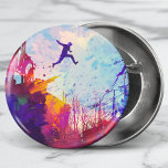 Parkour Urban Free Runing Freestyling Modern Art Ronde Button 5,7 Cm<br><div class="desc">Een kleurrijke kunstenaar's indruk dat parkour wordt geoefend in een stedelijke achterstraat.</div>