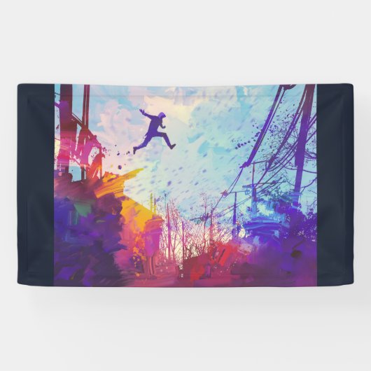 Parkour Urban Free Runing Freestyling Modern Art Spandoek (Horizontaal)