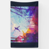 Parkour Urban Free Runing Freestyling Modern Art Spandoek (Verticaal)