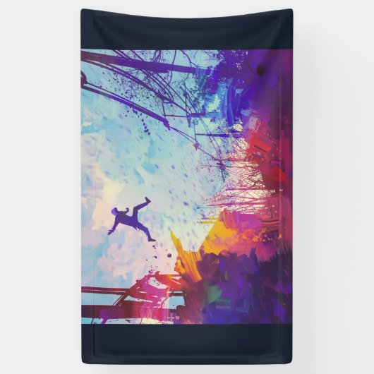 Parkour Urban Free Runing Freestyling Modern Art Spandoek (Verticaal)