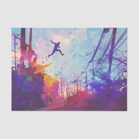 Parkour Urban Free Runing Freestyling Modern Art Tissuepapier (Voorkant)