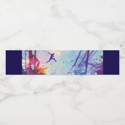 Parkour Urban Free Runing Freestyling Modern Art Waterfles Etiket (Enkel label)