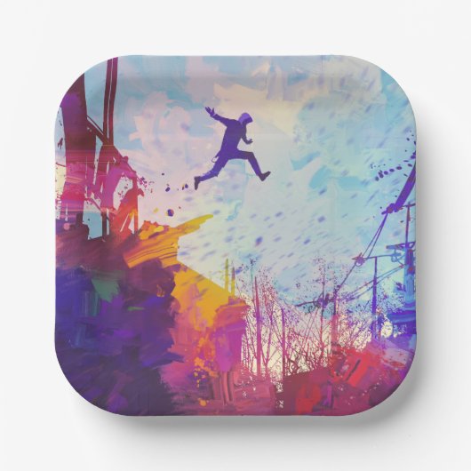 Parkour Urban Free Runing Freestyling Papieren Bordje (Voorkant)