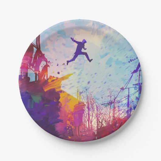 Parkour Urban Free Runing Freestyling Papieren Bordje (Voorkant)