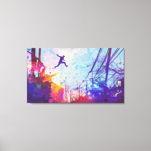 Parkour Urban Free Running Canvas Wall Art Afdruk (Voorkant)