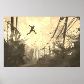 Parkour Urban Obstacle Course Modern Sepia Poster (Voorkant)