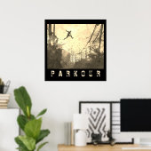 Parkour Urban Obstacle Course Modern Sepia Poster (Thuiskantoor)