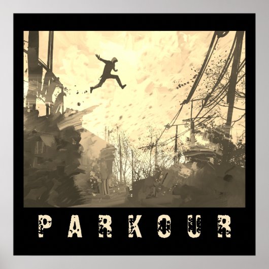 Parkour Urban Obstacle Course Modern Sepia Poster (Voorkant)